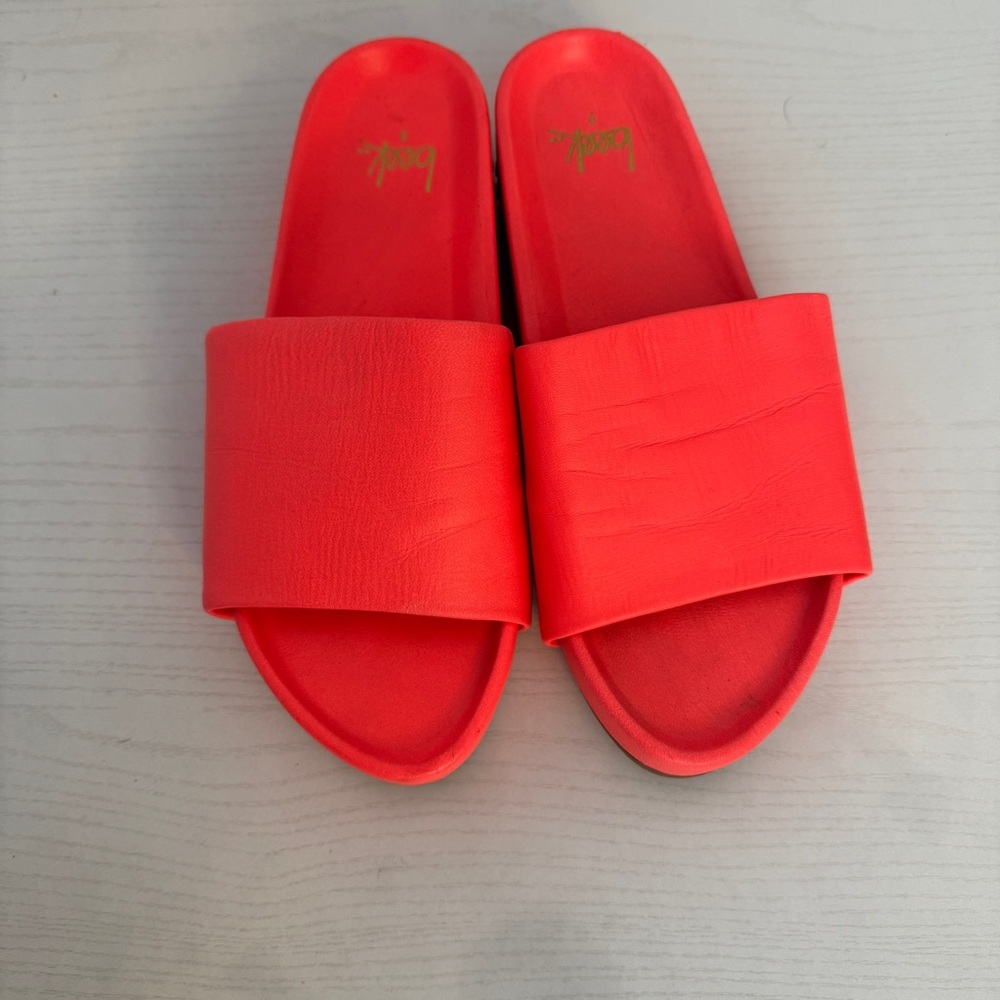 Beek Pelican Leather Platform Sandal Watermelon Size 9 - Picture 6 of 9